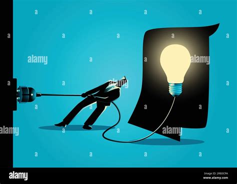 Business Concept Illustration Of A Businessman Trying To Unplug The