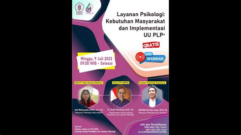 Webinar Layanan Psikologis Kebutuhan Masyarakat Dan Implementasi Uu