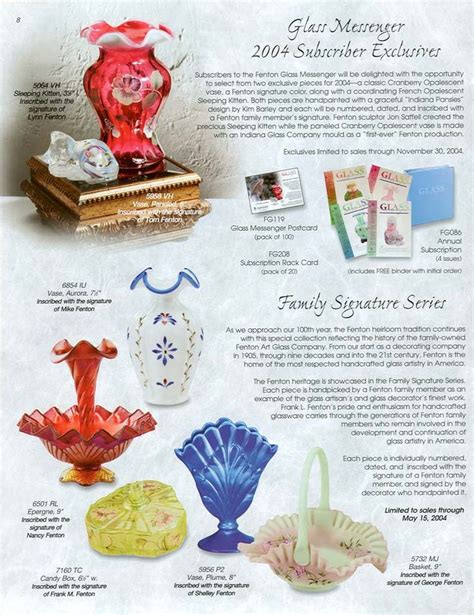 Fenton Art Glass 2004 Catalog Glass Art Fenton Fenton Glass