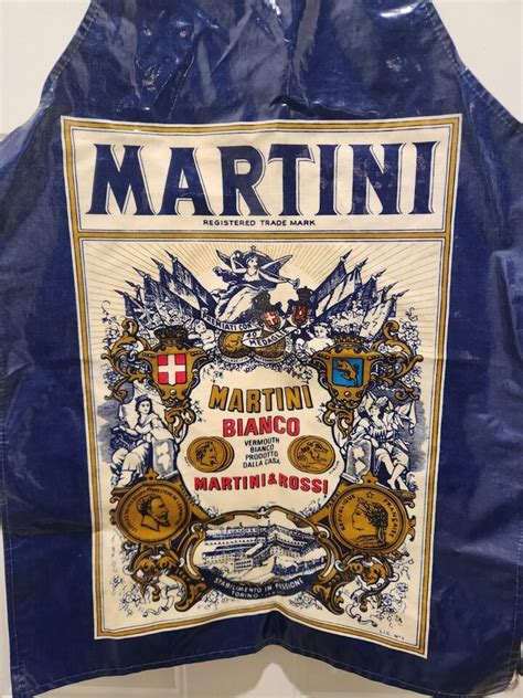 Vintage Martini Rossi Bianco Vermouth Bartender Pvc Cotton Apron