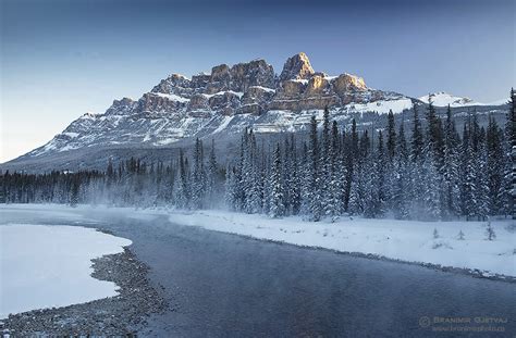 Castle Mountain and Bow RIver in winter, Banff National Park | Branimir ...