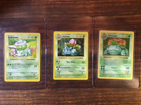 Shadowless Venusaur Full Evolution Base Set Bulbasaur Ivysaur Psa Ready