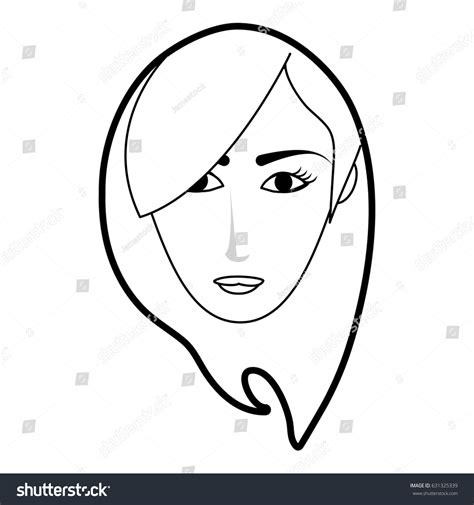 Black Silhouette Cartoon Front Face Woman Stock Vector Royalty Free