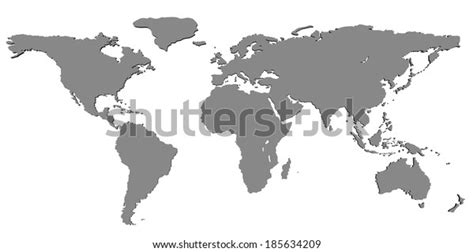 3d Model World Map On White Stock Illustration 185634209 Shutterstock