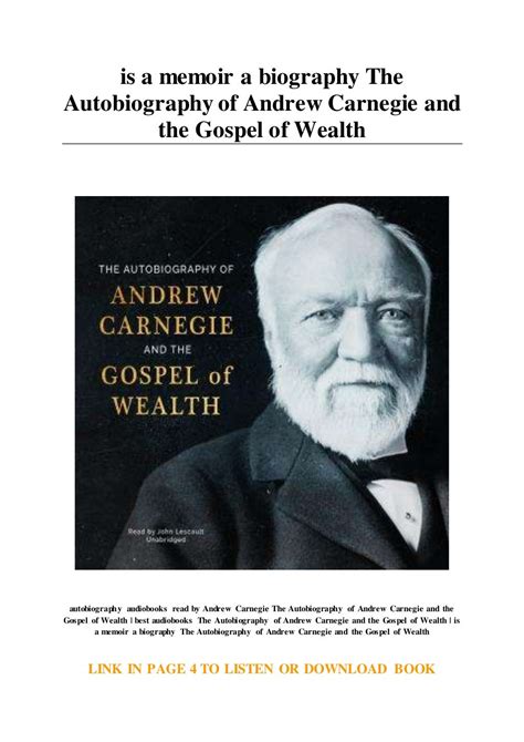 Is A Memoir A Biography The Autobiography Of Andrew Carnegie And The Gospel Of Wealth