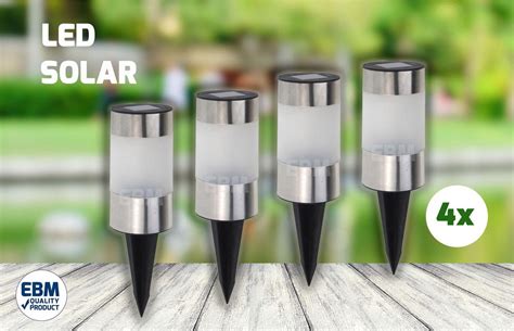 Bol Solar Rvs Tuinlamp Tuinverlichting Led Set Stuks