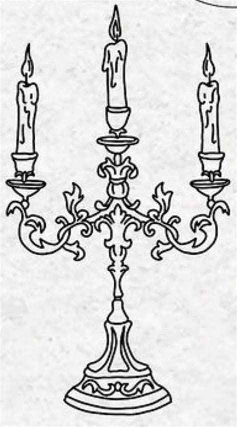 A Drawing Of A Candelabra With Three Candles On Each Candle Holder And