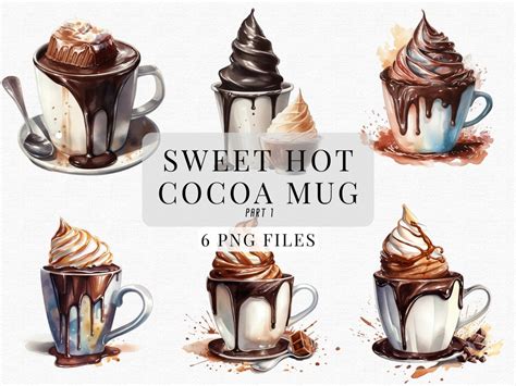 Watercolor Sweet Hot Cocoa Mug Clipart Sweet Hot Cocoa Scrapbooking Junk Journal Paper