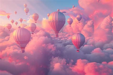 11 Hot Air Balloons Pastel Love Balloons32k Uhd Wimmelbilder Fictional Landscapes Premium AI
