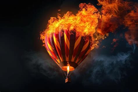Fire Flame Hot Air Balloon Transportation Aircraft Vehicle Premium AI Generated Image