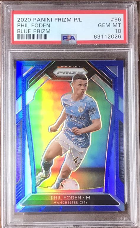 PSA GEM MT 10 PHIL FODEN 2020 21 PANINI PRIZM PREMIER LEAGUE BLUE PRIZM