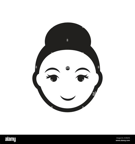 Stylish Black And White Icon Indian Woman Vector Image Stock Vector