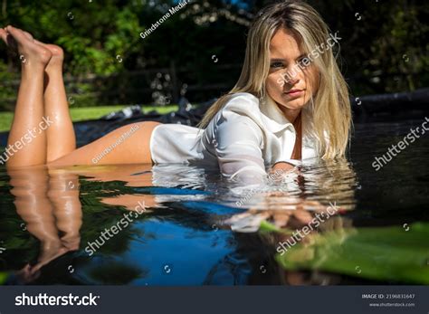 Gorgeous Blonde Model Poses Lingerie Outdoors Stock Photo 2196831647 Shutterstock