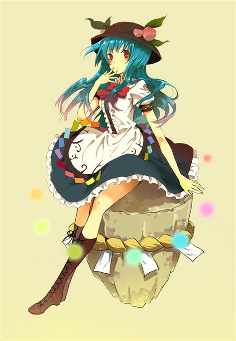 Safebooru Bad Id Blue Hair Boots Bowtie Food Fruit Hat Highres