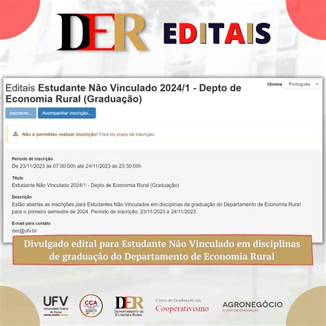 Divulgado Edital Para Estudante N O Vinculado Em Disciplinas De