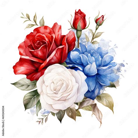 Th Of July Flowers Sublimation Th Of July Watercolor Clipart Red