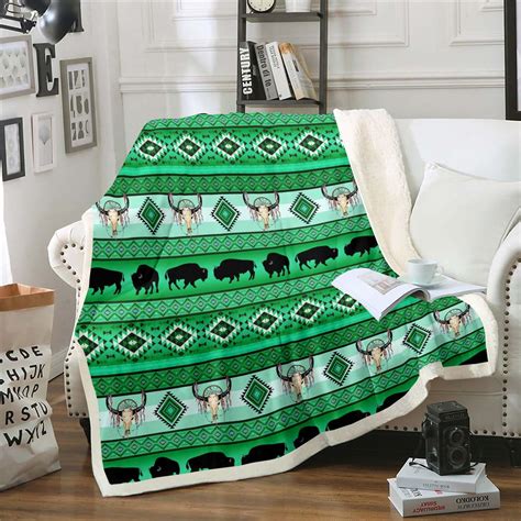 Western Throw Blanket X Gothic Bull Skull Blanket Arrow Aztec