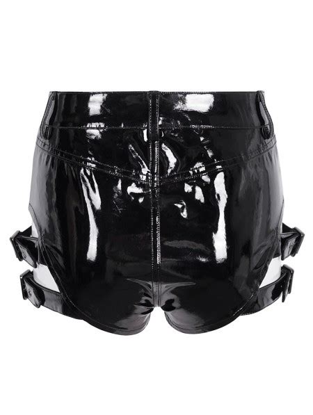 Devil Fashion Black Gothic Punk Faux Leather Garter Belt Hot Pants For Women DarkinCloset