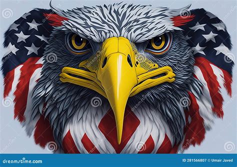 Bald Eagle Head With USA Flag Pattern For American Independence Day