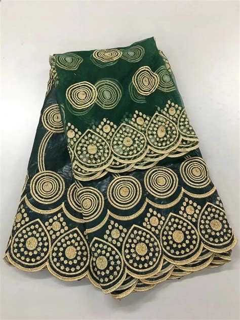 Green African Bazin Riche Fabric Bazin Brode Getzner High Qulaty