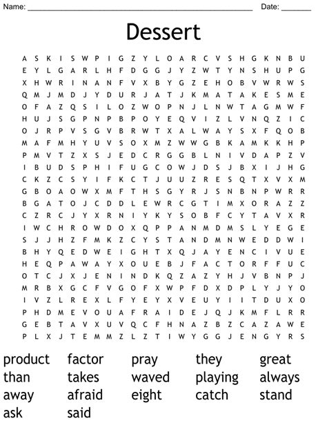 Dessert Word Search WordMint