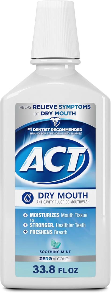 ACT Dry Mouth Anticavity Zero Alcohol Fluoride Mouthwash, Soothing Mint ...