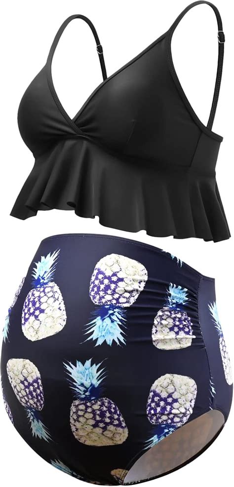 Amazon Ginkana Maternity Bikini Set Flounce Swimsuit Bathing Suit Top Swimwear Bottom