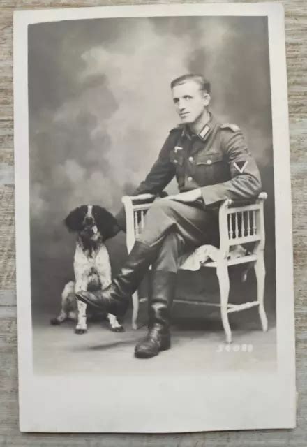 SOLDAT KAMERAD PORTRAIT Heer Hund Uniform Wehrmacht 2 WK 9x14 Orig