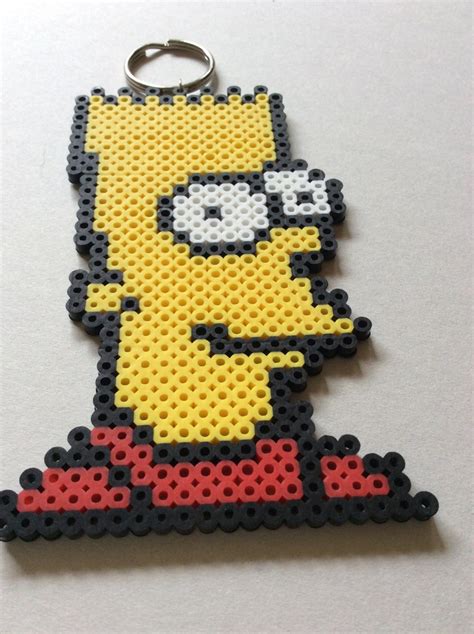 Bart Simpson Handmade Perler Bead Keychain Cute T Etsy