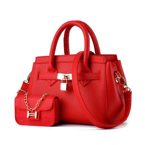 Red Leather Backpack Handbag | semashow.com