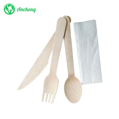 Single Use Eco Friendly Compostable Wooden Cutlery Set With Customized