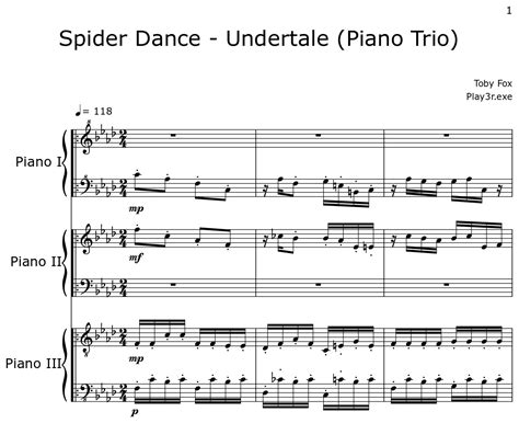 Spider Dance Undertale Piano Trio Sheet Music For Piano