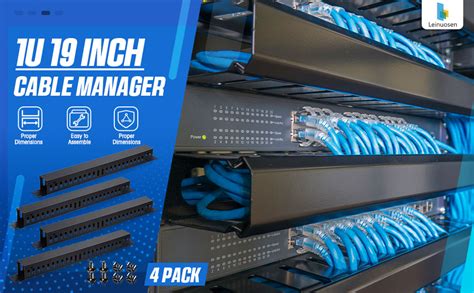 4 Pack 1u 19 Inch Cable Manager 24 Slot Horizontal Rack Mount Wire Management Server