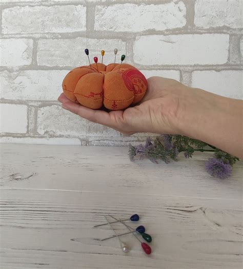 Tomato Pin Cushion Handmade Fabric Round Pincushion Flower Etsy