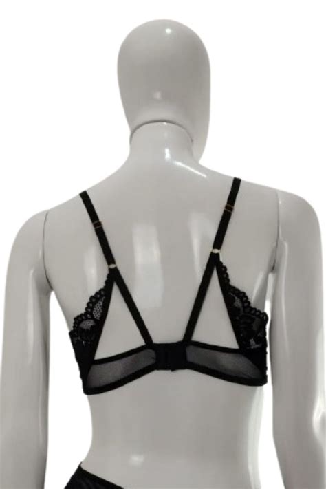 Conjunto de Lingerie Top Bojo e Calcinha Fio Dental em Tule Arzzani Moda Íntima