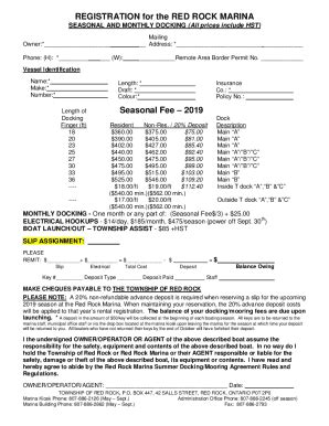 Fillable Online Marina Registration Form Mooring Agreement Doc