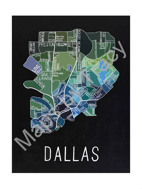 Dallas Neighborhoods Map Fine Art Print | Etsy | Art prints, Fine art ...