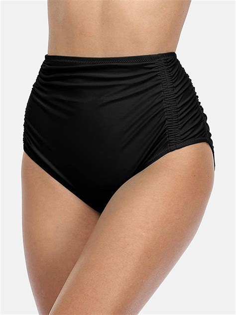 Alove Women S High Waisted Tummy Control Bikini Bottoms Ruched Sexy Swimsuit Bottoms Walmart