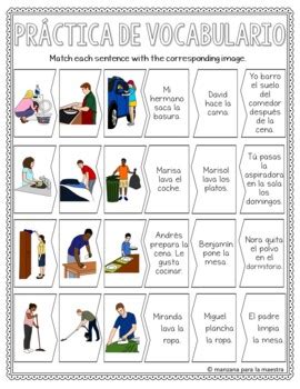 Los Quehaceres Vocabulary Activities For Chores In Spanish TPT