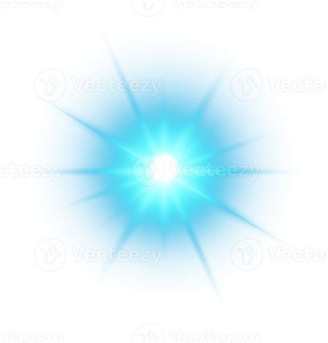 Blue glowing lights effects isolated. Solar flare with beams and ...