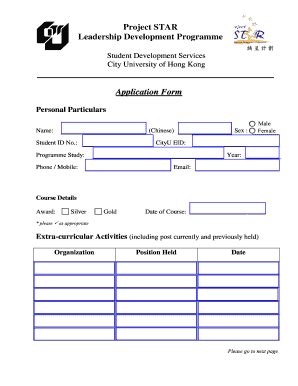 Fillable Online Cityu Edu Project Star Leadership Development Programme