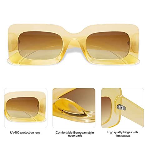 SOJOS Retro S Nude Rectangle Sunglasses Womens Mens Trendy Chunky