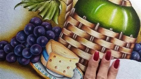 Garrafão uvas e queijo Vídeo 4 Pintura em tecido YouTube