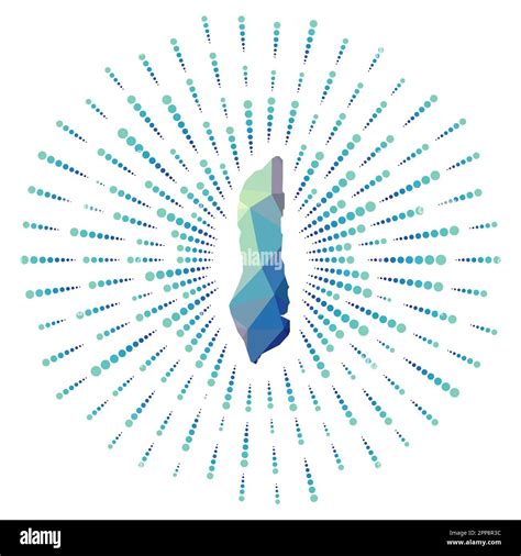 Shape of Grand Turk Island, polygonal sunburst. Map of the island with ...