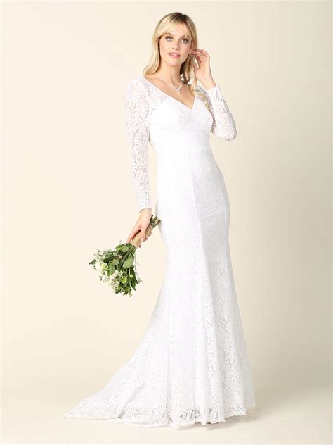 Simple White Lace Wedding Dress