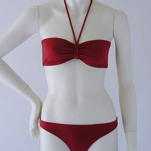 Bandeau Bikini In Nude Grey Burgundy Brown Black Navy Blue In Custom Bra Sizes Etsy