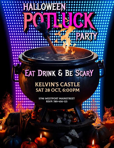 Creative Halloween Potluck Party Invitation F Template Postermywall