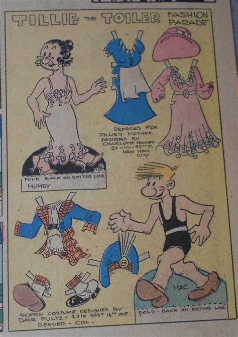 Tillie The Toiler 8 14 32 Mumsy And Mac Paper Dolls Comic Paper