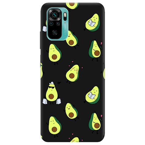 【Чехол для Xiaomi Redmi Note 10s черный матовый soft touch Cute avocado ...