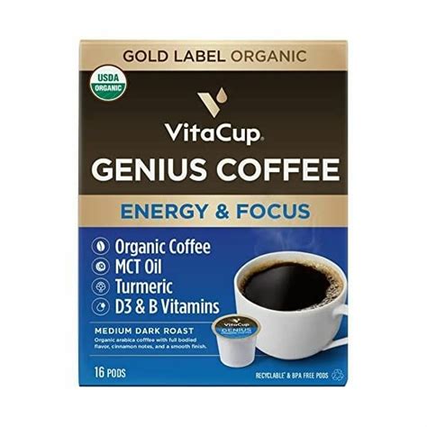 VitaCup Organic Genius Keto Coffee Pods Increase Energy Focus W MCT